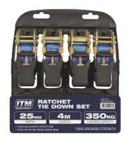 Ratchet Strap-4 Pack-25mm Width-4M Length 350kg
